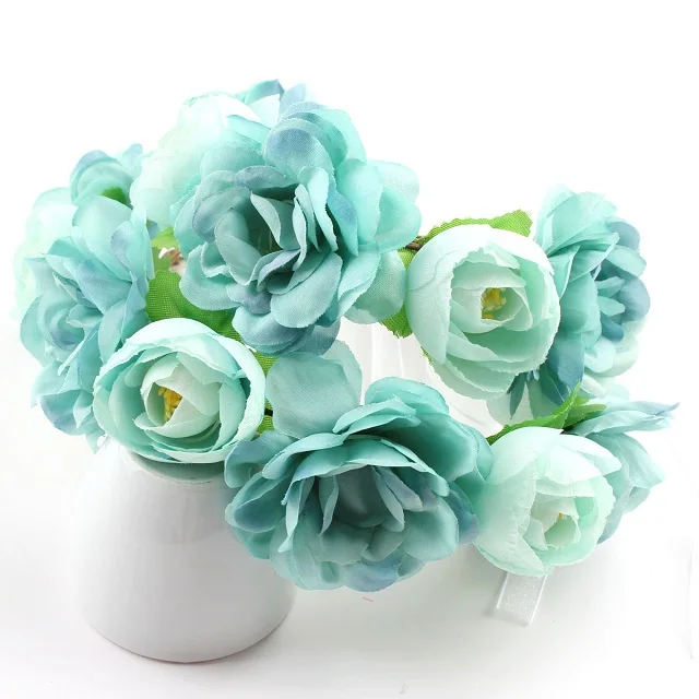 1 шт. венок на голову, искусственный цветок для волос, свадебный аксессуар, декоративные цветы, венки, шелковые, сделай сам, скрапбукинг, подарок, диаметр 18 см - Цвет: SkyBlue