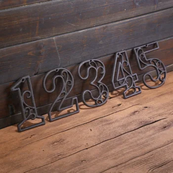 

Industrial Cast Iron House Number American Style Door Numbers Address Customized Number For Home Restaurant Wall Decoration