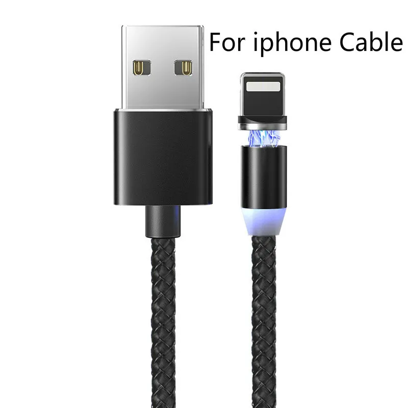 1 м Магнитный Micro USB кабель для быстрой зарядки iPhone samsung кабель для передачи данных Магнитный кабель для зарядки usb type C 3A кабель для мобильного телефона - Цвет: Black For iphone