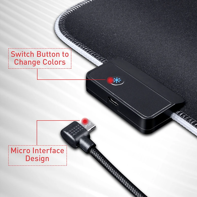 Игровой коврик для мыши HAVIT с RGB подсветкой светодиодный 14 режимов освещения