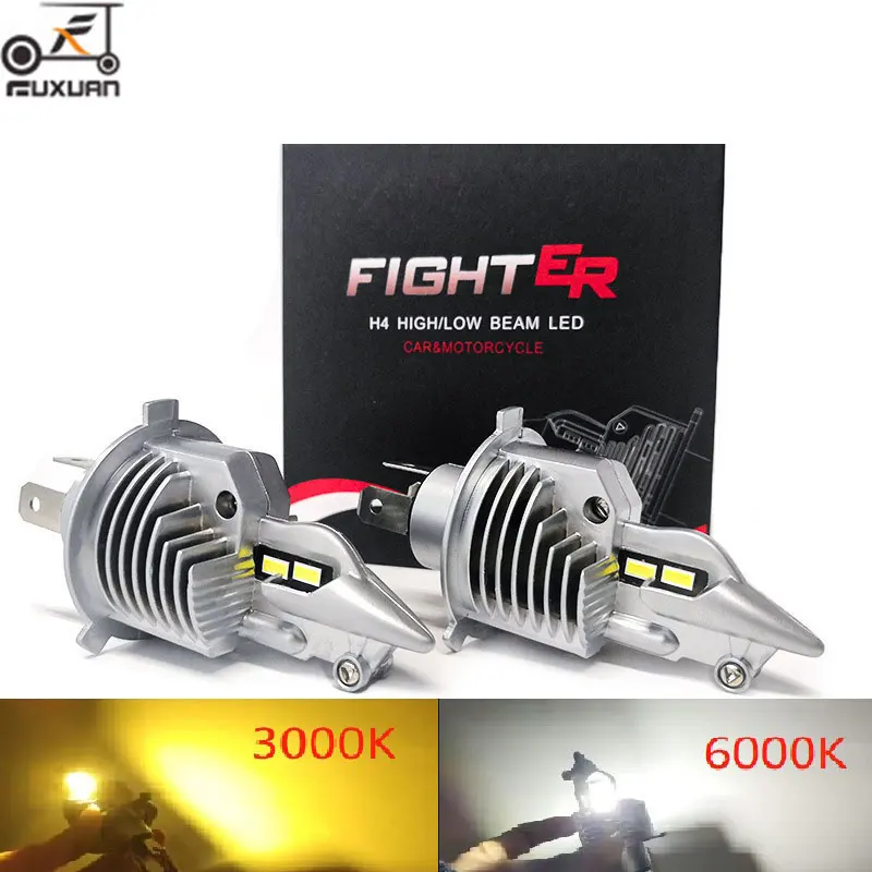 

FUXUAN 2PCS H4 9003 HB2 Led Car Headlight Bulb 72W 12V 24V 6000K 3000K Super Led H4 auto lamp CSP Chip Car Light 80W 16000LM