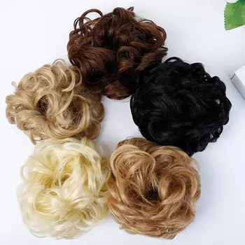 

LiangMo Fashion Women Wavy Curly Messy Hair Bun Synthetic Elastic Hair Tie Extension Hair Scrunchie Hairpieces Band Chignon Wig