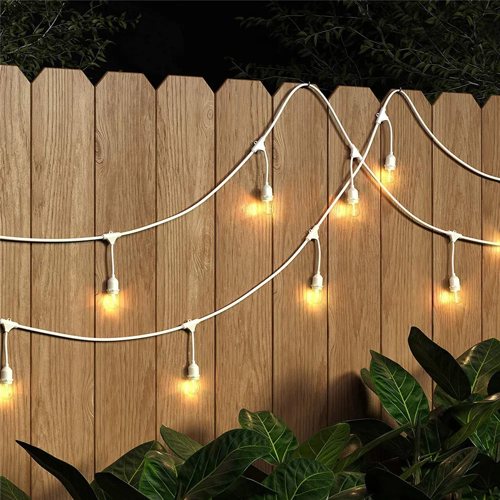 48foot Led Commercial Grade Outdoor String Lights With 16 Edison Style