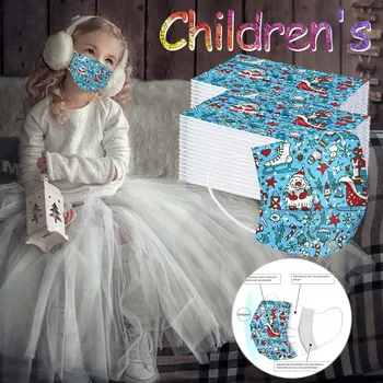 

Christmas Masks Children Cartoon Breathable Disposable Three-layer Protective Cover Facial Maske Mouth Cover Fast Delivery