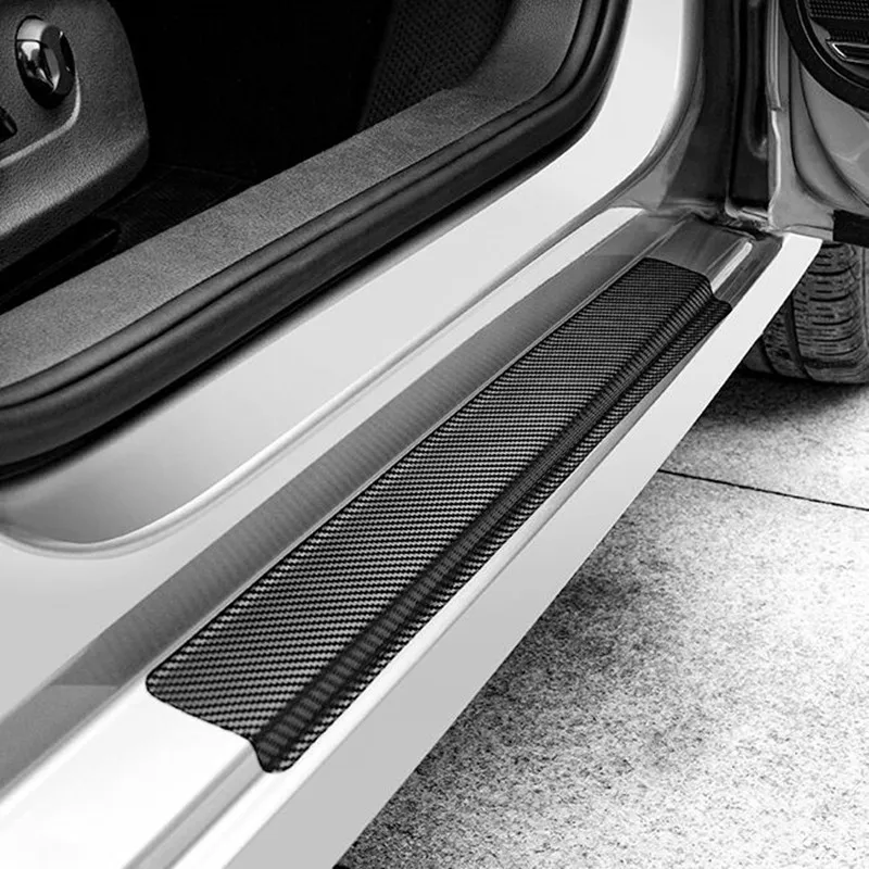 4Pcs Car Door Sill Protector Scuff Plate Carbon Fiber Stickers Cover Anti Scratch for Cars SUV Truck Pickup | Автомобили и