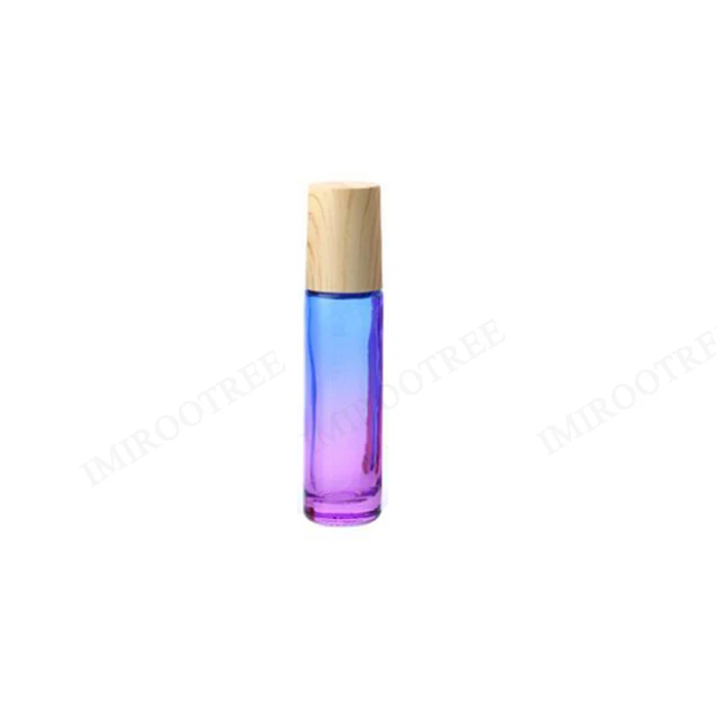 12 шт 10 мл красочный Толстый Стеклянный ролик эфирные масла флаконы для духов с бамбуковыми колпачками - Цвет: blue purple
