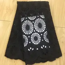 Высокое качество африканская сетчатая кружевная ткань хлопок вышивка французская швейцарская вуаль пробивная хлопковая кружевная ткань белая 5 ярдов