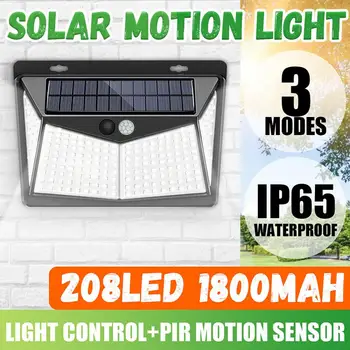 

208LED Solar Light Solar Lamp Powered Human Body Induction Wireless Solar Lamp Waterproof Outdoor Garden Wall Lamp LED Light