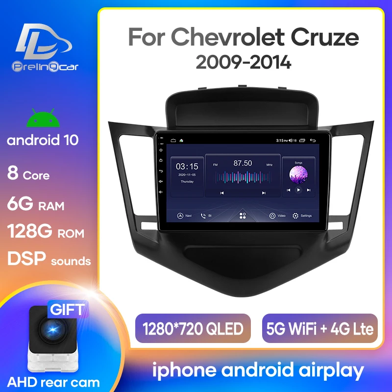 Prelingcar Android10.0 для Chevrolet CRUZE 2009-2011 2012-2014 автомобиль Радио Мультимедийный видеоплеер