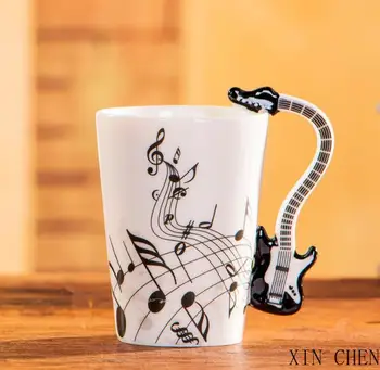 

1pcs 400mlCreative Music Mug Violin Style Guitar Ceramic Mug Coffee Tea Milk Stave Cups with Handle Coffee Mugs Novelty Gifts