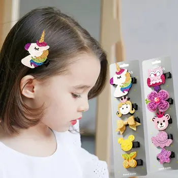 

5PCS/Set Cute Cartoon Unicorn Owl Girls Hairpins Lovely Headwear Barrettes Children Headbands Kids Fashion Hair Accessories