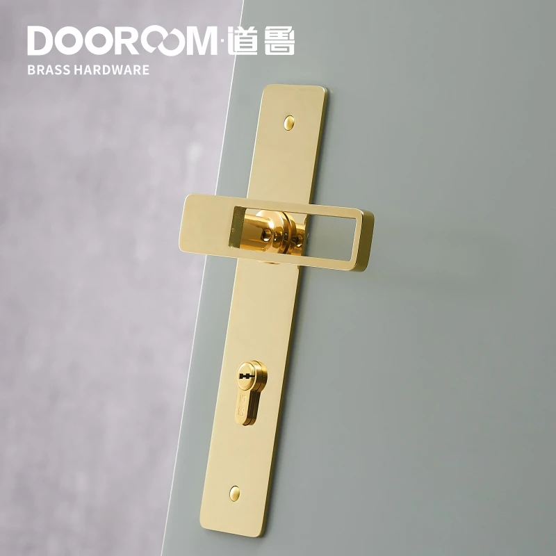 Дверной рычаг Dooroom латунный ультратонкий бесшумный черный золотой замок для