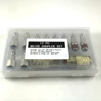 

12pcs Quick Coupler Set 1/4''NPT Male and Female Quick Connector Kit Air Hose Coupling