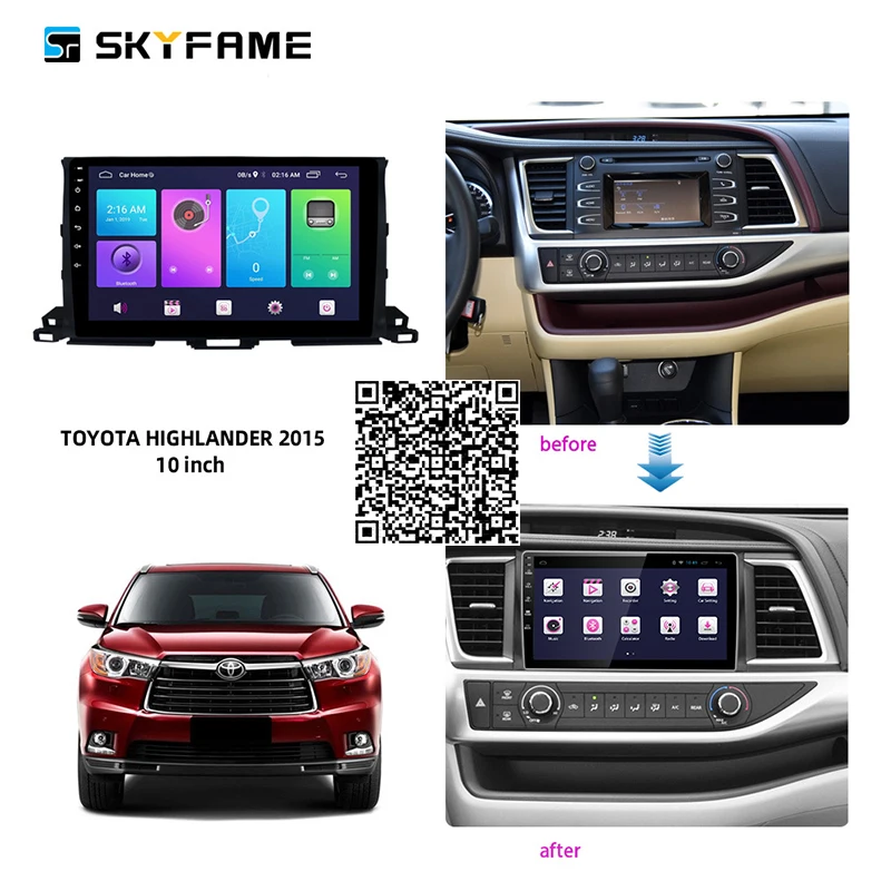 SKYFAME 4 + 64G Авто Радио стерео для Toyota Highlander 2015 Android мультимедиа Системы gps-навигация