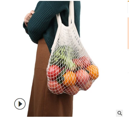 Новая модная дамская большая хозяйственная Сумка Многоразовые фруктовые хозяйственные струны продуктовый шоппер Хлопковая Сумка-тоут сетчатые тканые сетчатые сумки