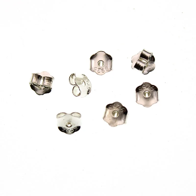 earring Back stopper 925 пробы Серебряные Пустые Серьги Шпильки для ювелирных изделий компонент Кабошон Установка база 2 3 4 5 6 8 мм пусковая серьга шпильки - Цвет: earring Back stopper
