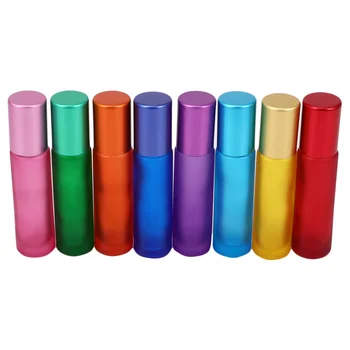 

8pcs Empty Roll-on Bottle Glass Steel Beads Cosmetic Bottle Subpacking Bottle Small Storage Bottle for Daily Use (10ml)