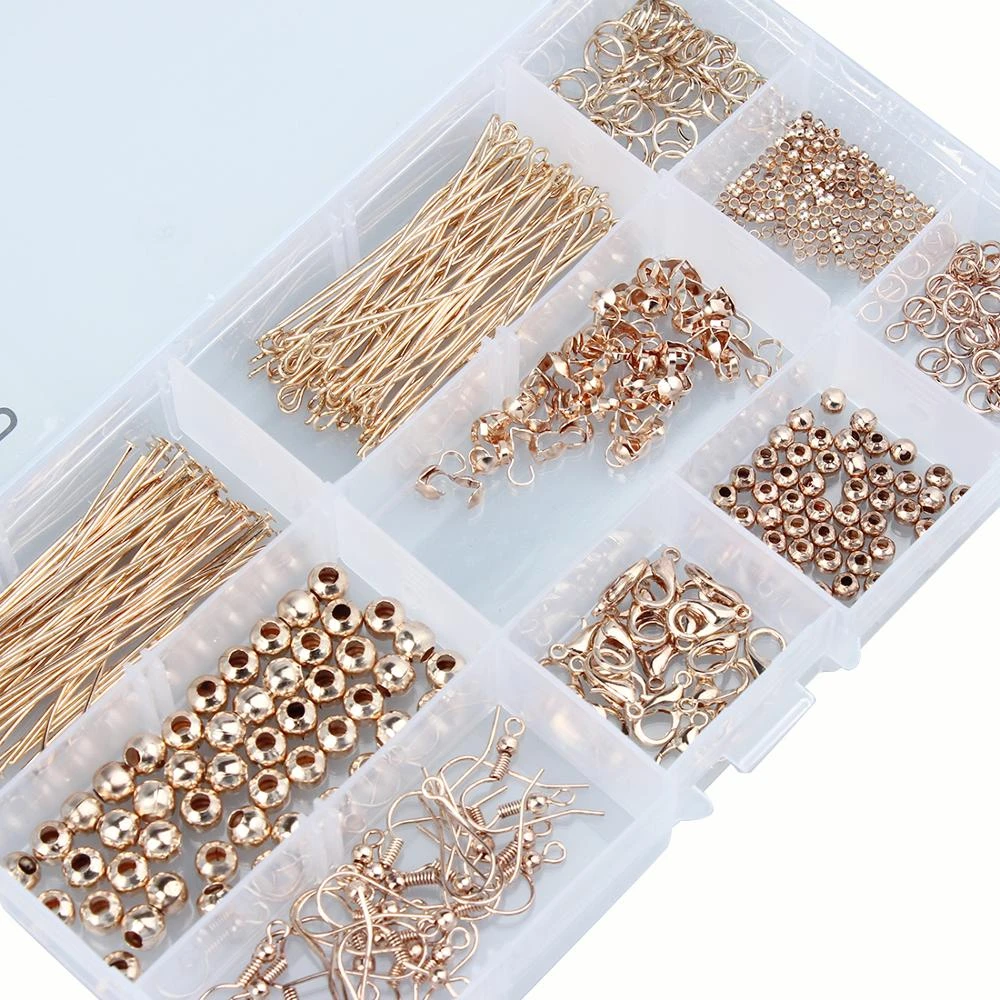 Kit de accesorios para joyería DIY, accesorios para joyería, juego de caja, gancho para la oreja, engarce, anillos, alfileres de de langosta, herramientas para la fabricación de joyas|Fabricación de joyas