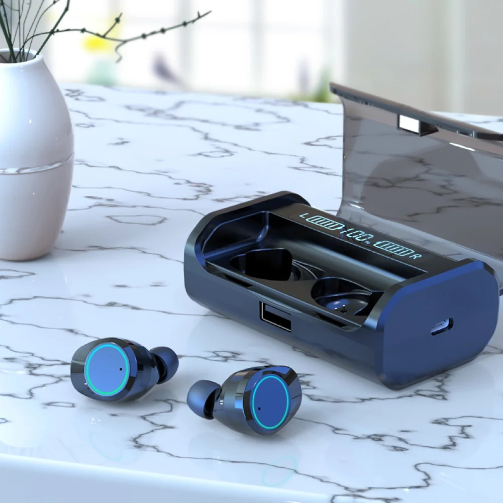 Светодиодный дисплей питания, Bluetooth наушники, TWS, стерео, бизнес, Bluetooth гарнитура, беспроводные наушники с 4000 мАч зарядным устройством