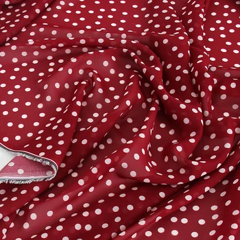 

100X145cm Small Dot Pattern Chiffon Fabric For Woman Summer Dress Blouse Tissu Tela Хлопок материал DIY
