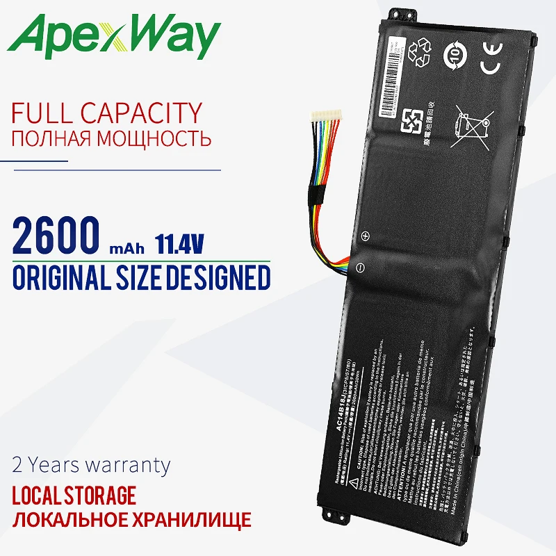 ApexWay ноутбук Батарея AC14B18J для ACER Aspire E3 111 E5 731 771G ES1 511 711 R13 R3 131T R5 471T R7 372T|Аккумуляторы