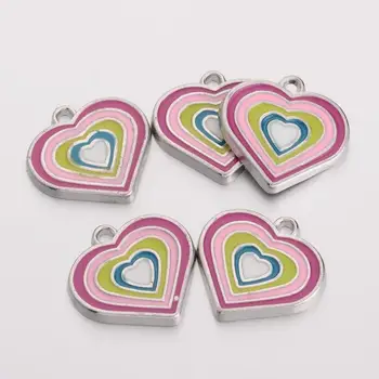 

10 Pcs Tibetan Silver Alloy Baking Finish Rainbow Heart Pendant DIY Handmade Necklace Earring Jewelry Accessories Wholesale