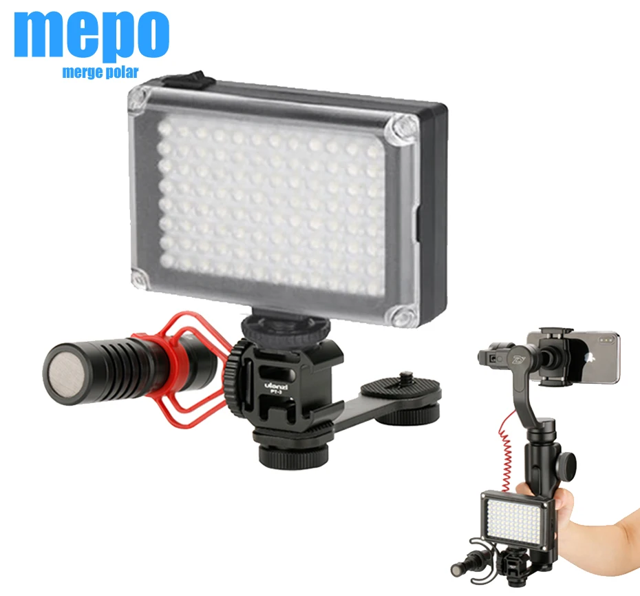 DSLR камера горячий башмак тройное крепление СВЕТОДИОДНЫЙ свет микрофон