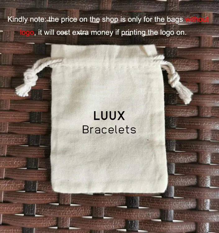 100 Pcs/Lot 7*9 9*12 10*15 13*18 15*20cm 130g Natural Cotton Bags Drawstring Pouches Gift Packaging Bag Print Customise Logo