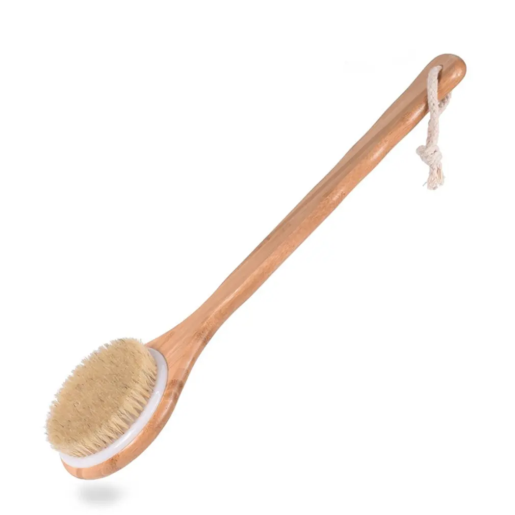 

Bamboo Body Brush Back Scrubber Long Handle Bath Shower Brush Natural Bristles Dry Skin Bamboo Wood Brush