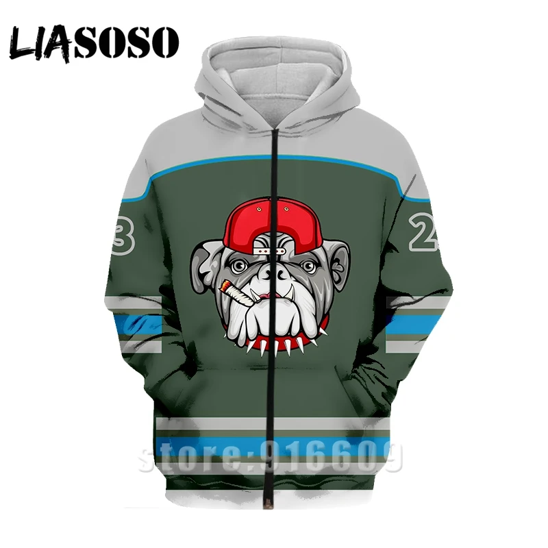 New Design Women Men 3D Print Animal Bulldog Hoodies Cosplay Jacket Sweatshirt Anime Harajuku Hoodie Hip Hop Dog Zipper Hoody (3)