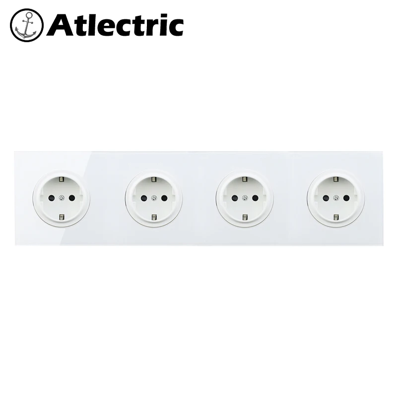 Atlectric весь стеклянный разъем EU/DE/RU 16A розетка настенная розетка Хрустальная стеклянная панель 110-250 В настенная розетка