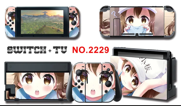 1set New Cute Anime Full Body Sticker for NS Switch Protective Cover Skin Colorful Art for Game Console Joy-Con Controller Decor