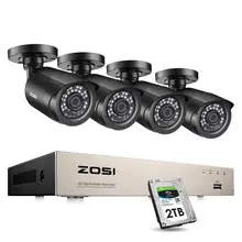 Sistema de Seguridad ZOSI para el hogar H.265 + 8CH 5MP Lite DVR 4/8 Uds 2.0MP 1080p visión nocturna vigilancia en exterior Kits de cámara impermeable