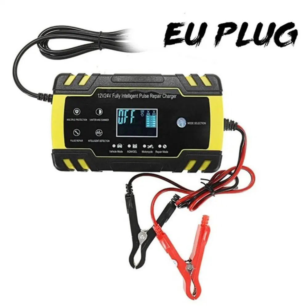 Многофункциональное ЖК-зарядное устройство для аккумулятора, интеллектуальное аварийное зарядное устройство для автомобиля, мотоцикла, пусковое устройство, банк питания, Jump Starte - Цвет: EU