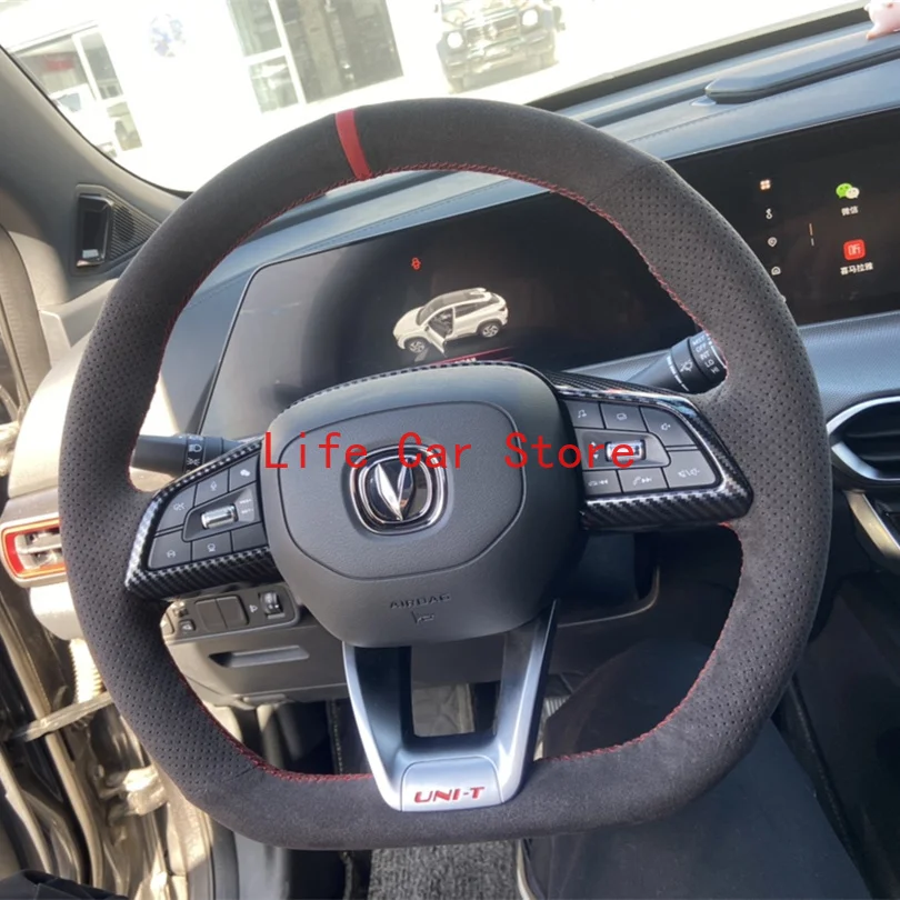 

For Changan UNI-T Black Suede DIY Hand Sewn Steering Wheel Cover