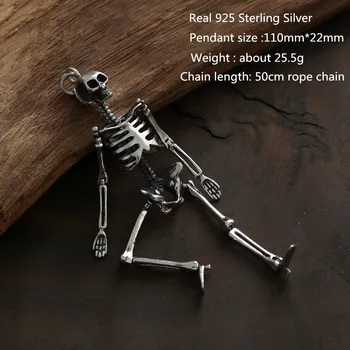 

Buyee 100% 925 Sterling Silver Skull Pendants Necklace Vivid Lifelike Skull Necklace for Men Fashion Rock Punk Jewelry Easter