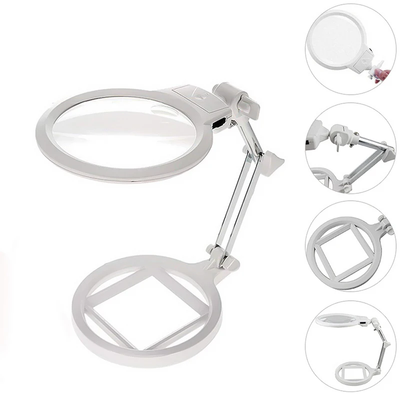 HotDesktop Magnifier For Soldering Repair Reading Collapsible Multifunctional Loupe Welding Magnifying Glass With LED Light | Инструменты