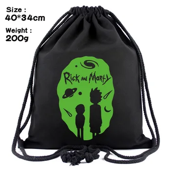 

LISM Rick Canvas Backpacks Anime Drawstring Backpack Casual Bags Knapsack Unisex New