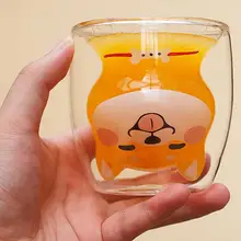 220 мл прозрачная двойная стенка для молока, кофе, чая, сока, Детские стеклянные кухонные принадлежности для дома