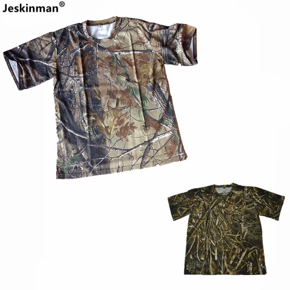 

Outdoor Cotton Comfortable Bionic Camouflage Hunting Fishing Summer Short-Sleeve T-Shirt Casual Loose Climbing Camping Shirt