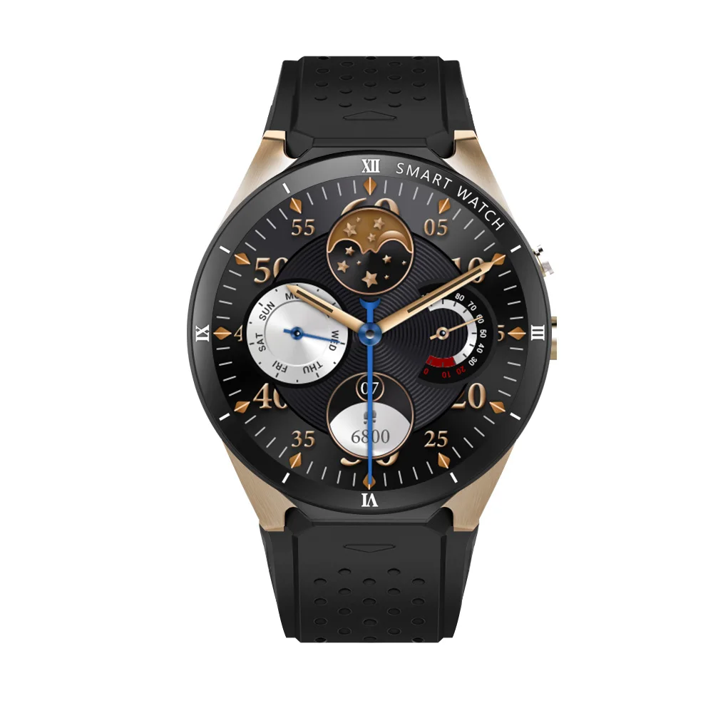 Black Golden KingWear KW88 Pro 3g смарт-телефон Android 7,0 четырехъядерный 1. 3g Гц 1 ГБ 16 ГБ Bluetooth 4,0 Смарт-часы телефон gps носимые устройства - Цвет: Black Golden