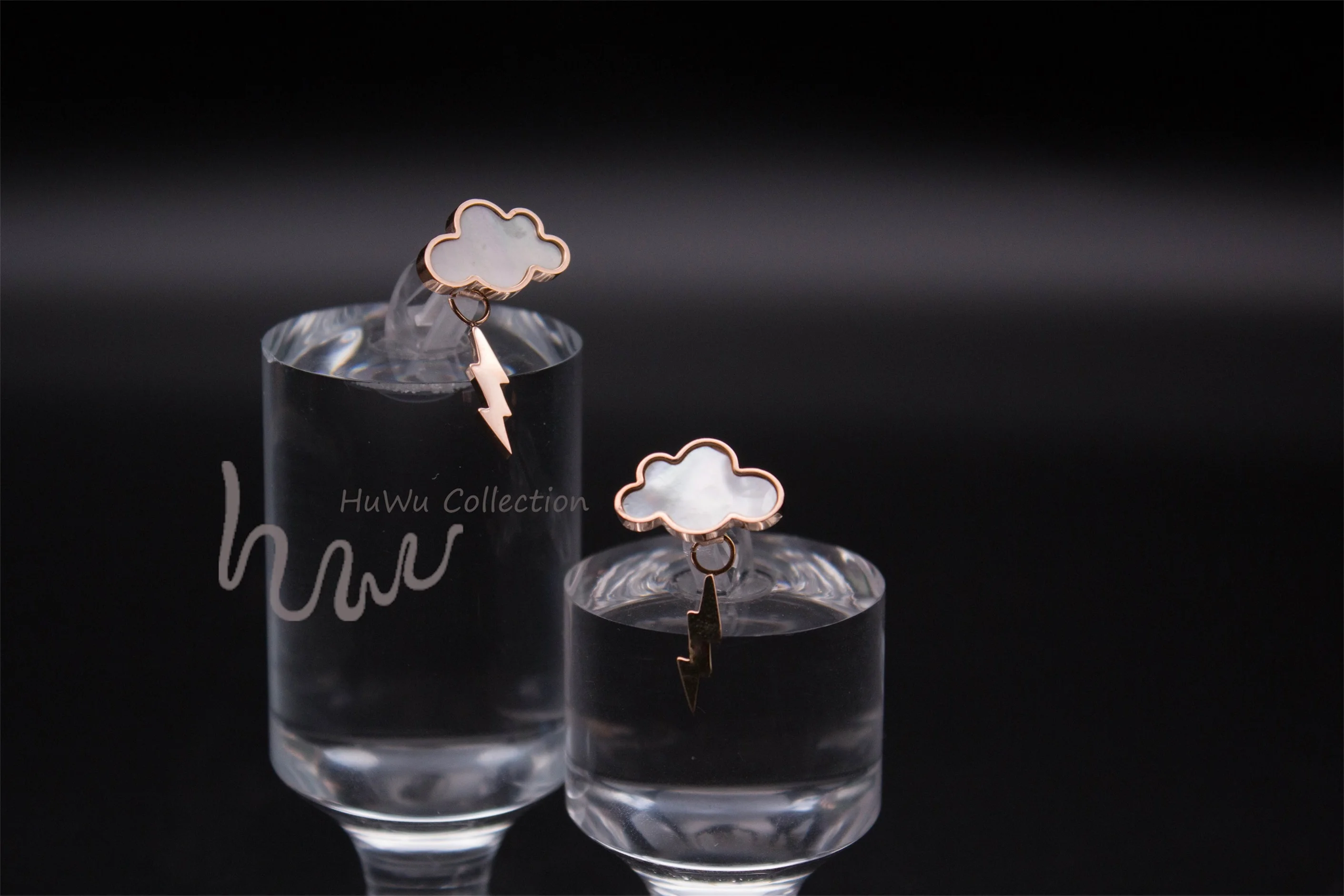 

Women's Lightning Cloud Earrings with Natural Seashell 18 k Plated Stainless Steel Hypoallergenic Unique Design from HuWu Brand