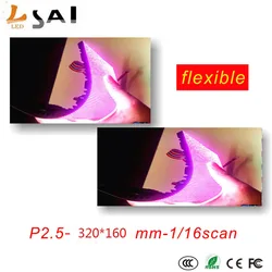 Aqang p2.5 módulo de led colorido flexível rgb para interiores/outdoor de matriz de pontos para formas especiais/tela de led/320*160mm,32 digitalização