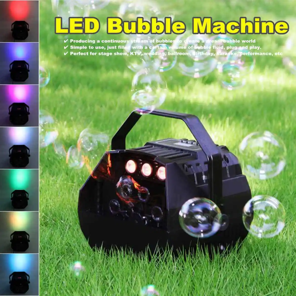 

LED Automatic Effect Bubble Machine Wireless Remote Control Party Wedding Decor Wireless Remote Control Outdoor Fun Toy