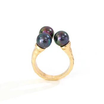 

Say Hello Hawaii Polynesian Style Small Three Grey Imitation Pearl Finger Rings for Women Men Ring Jewelry Size 6 8 12 K6585