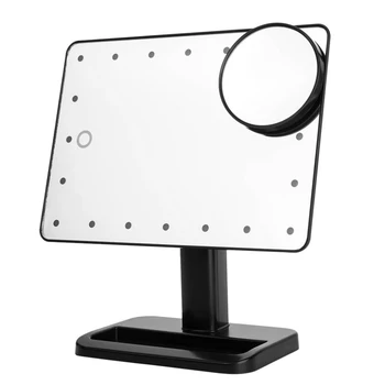 

10X Magnifier LED Screen Makeup Mirror Portable 20 LEDs Lighted Cosmetic Adjustable Vanity Tabletop Countertop
