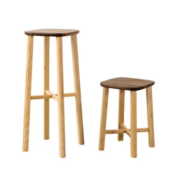 

Nordic bar solid wood high stools home small bench bar dining chair black walnut Japanese style shoe low stool