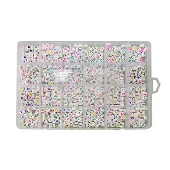 

1200 Pcs Round With Hole Alphabet Beads DIY String Accessories Key Chains Bracelets Letter Necklaces Craft Jewelry Making