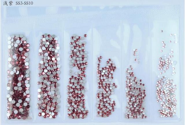 Colors Nail Rhinestones 1 Pack 1 Bag about 1440 PCS Mixed Size Round Flat-back AB Crystal/Rhinestone
