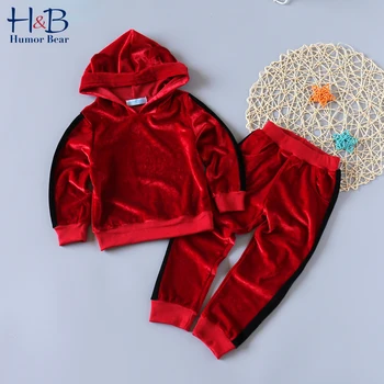 

Humor Bear Girls Clothing Sets Baby Winter Autumn Outfit Long Sleeve Velvet Children Kids Sportswear Warm Hooded Clothes Suit
